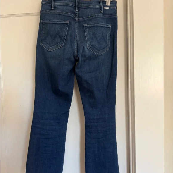 MOTHER The Hustler Ankle Fray Dark Blue Jeans - Picture 6 of 7